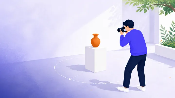 A beginner photographing one simple subject from several angles with a camera